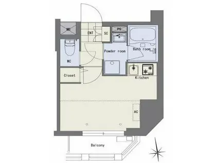 キャッスルパレス江戸川橋(ワンルーム/2階)の間取り写真