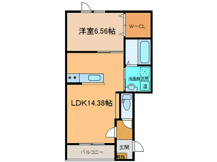 ＪＲ根室本線 帯広駅 徒歩18分 3階建 築11年(1LDK/1階)の間取り写真