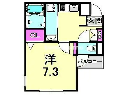 モレス・ヴィラ西宮北口(1K/1階)の間取り写真