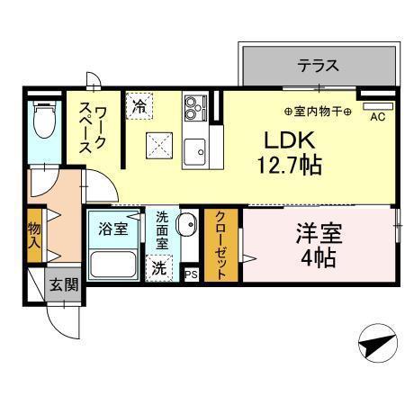 D-ROOM住吉 B(1LDK/1階)の間取り写真