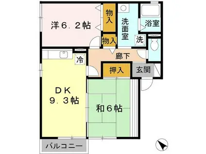 スペースMHM C棟(2DK/1階)の間取り写真