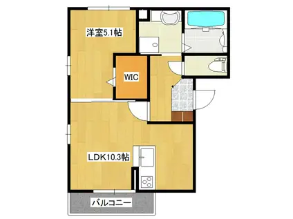 フロントパーク(1LDK/2階)の間取り写真