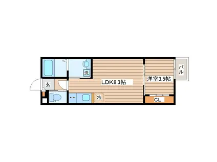 マイティ松が丘(1LDK/2階)の間取り写真