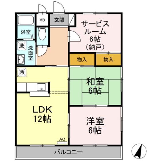 グランドハイツ(2SLDK/1階)の間取り写真