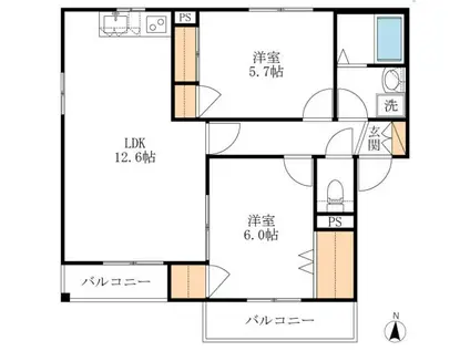 KDX志村坂上レジデンス(3LDK/2階)の間取り写真