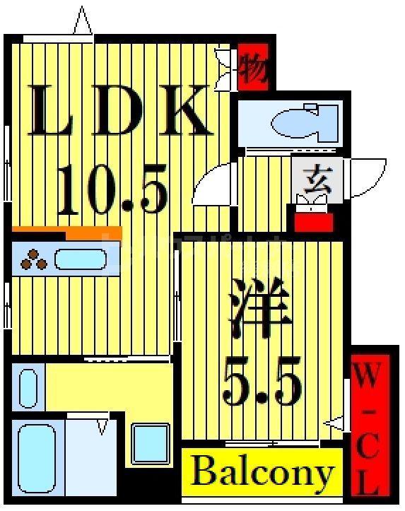 レ セレニタII(1LDK/3階)の間取り写真