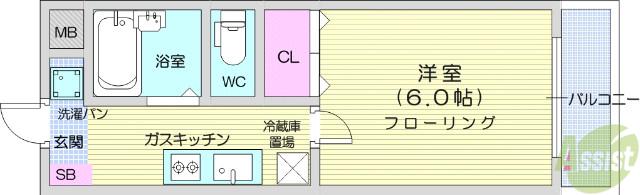 コーポKAYABA(1K/2階)の間取り写真