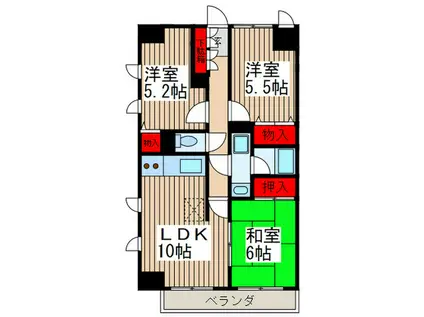 エクセルヒル(3LDK/3階)の間取り写真