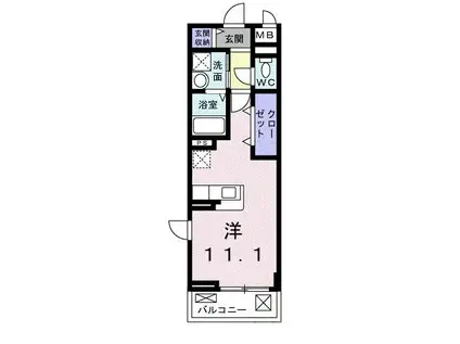 ROOMS六甲(ワンルーム/2階)の間取り写真