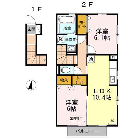 グレーシア(2LDK/2階)の間取り写真