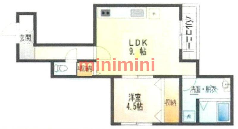 HEALING GRACE 高槻高西町(1LDK/1階)の間取り写真