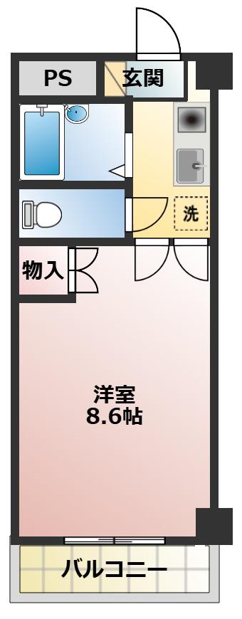セシカ117(1K/3階)の間取り写真