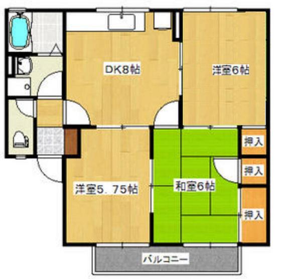 セジュール行友I(3DK/1階)の間取り写真
