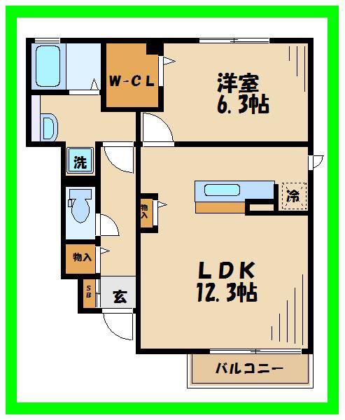 プルミエール砧2丁目(1LDK/1階)の間取り写真
