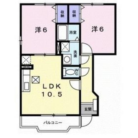ソル・ビラージュII(2LDK/1階)の間取り写真