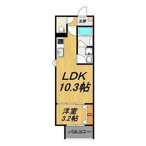LECOCON上飯田(1LDK/1階)の間取り写真