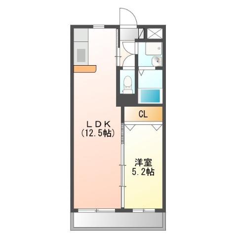 マエストロ伊勢(1LDK/1階)の間取り写真