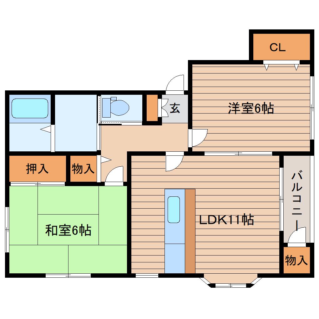 アステールB(2LDK/2階)の間取り写真