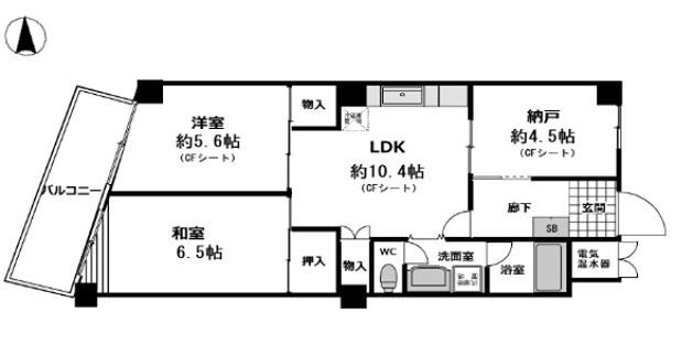 ヒル・ブリッジヒルNO1(2SLDK/4階)の間取り写真