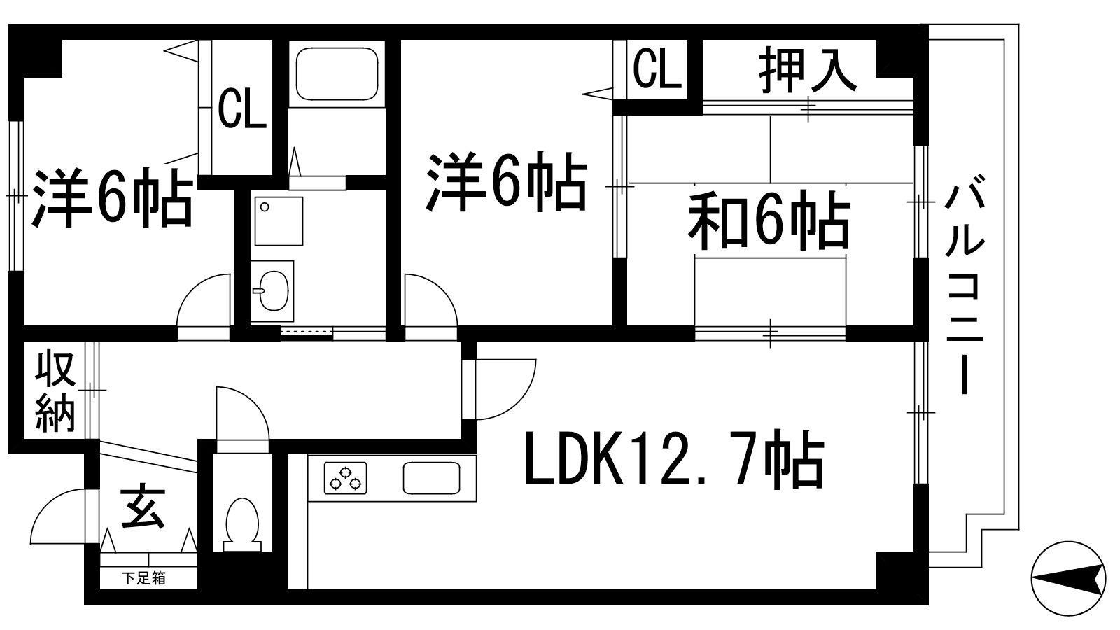 パレフルール(3LDK/5階)の間取り写真