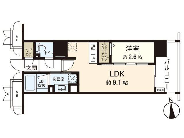 シーズンフラッツ仙台鉄砲町(1LDK/12階)の間取り写真