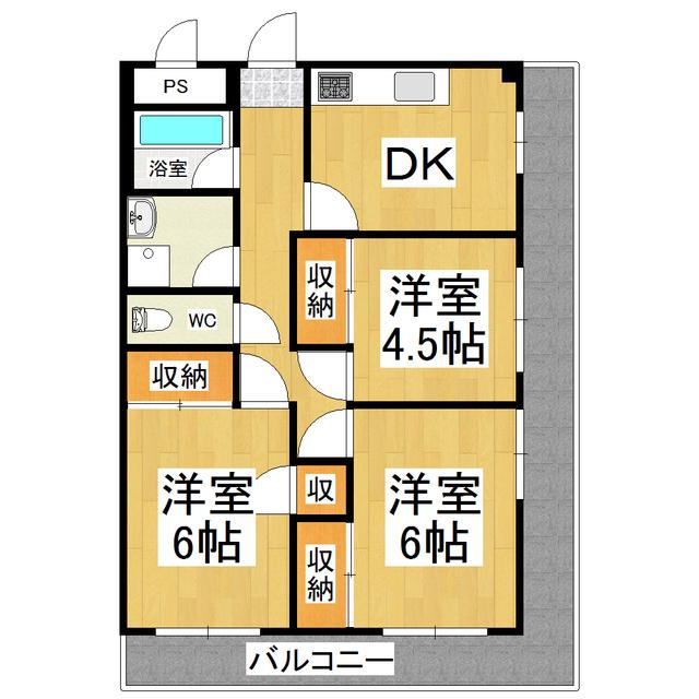 小平ビル(3DK/3階)の間取り写真