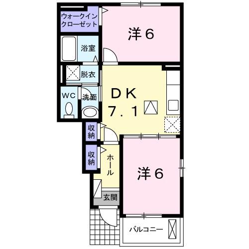 セレーノIII(2DK/1階)の間取り写真
