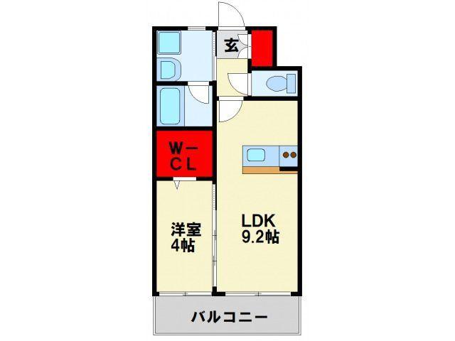 デザイナーズ ざ・片野(1LDK/9階)の間取り写真