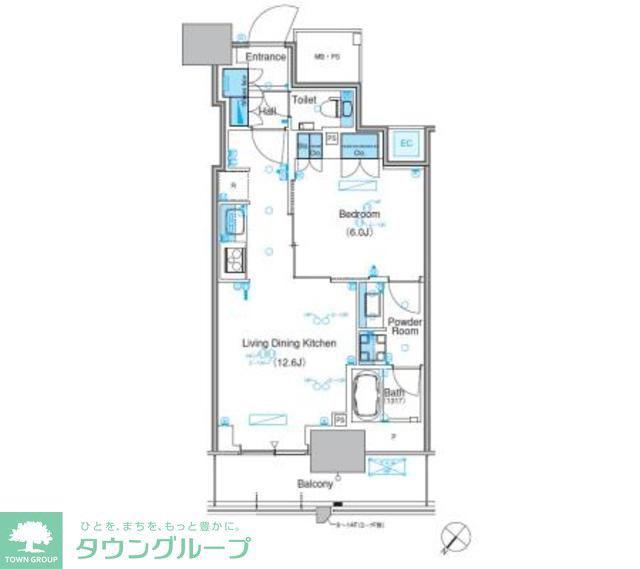 パークアクシス豊洲キャナル(1LDK/6階)の間取り写真