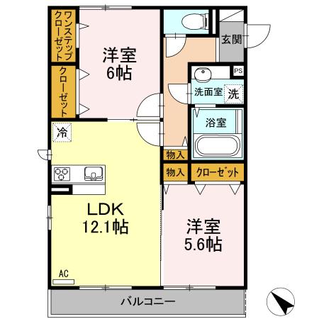 プリマベーラⅡ(2LDK/1階)の間取り写真