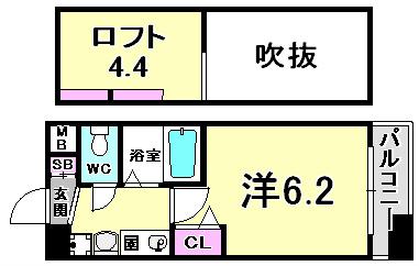 エステムコート三宮イーストポルトマーレ(1K/3階)の間取り写真