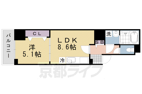 ココ クレメント 1(1LDK/10階)の間取り写真