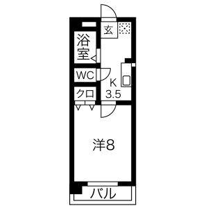 グリーンヒルズ明大寺(1K/1階)の間取り写真