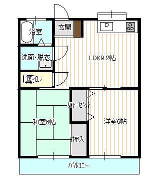 カーディナルB(2LDK/2階)の間取り写真