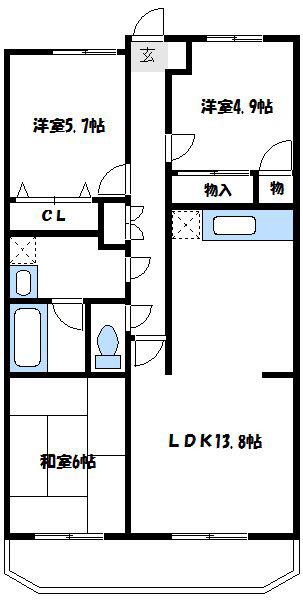 グランディール(3LDK/2階)の間取り写真