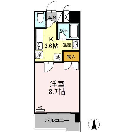 アムールシャトー(1K/5階)の間取り写真
