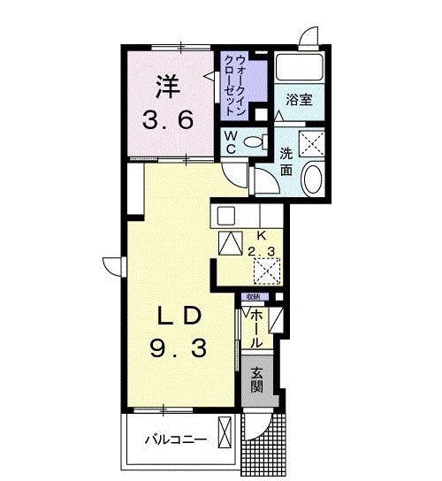 ウィステリア一佳I(1LDK/1階)の間取り写真