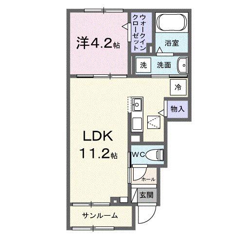 ブリリアント湘南(1LDK/1階)の間取り写真