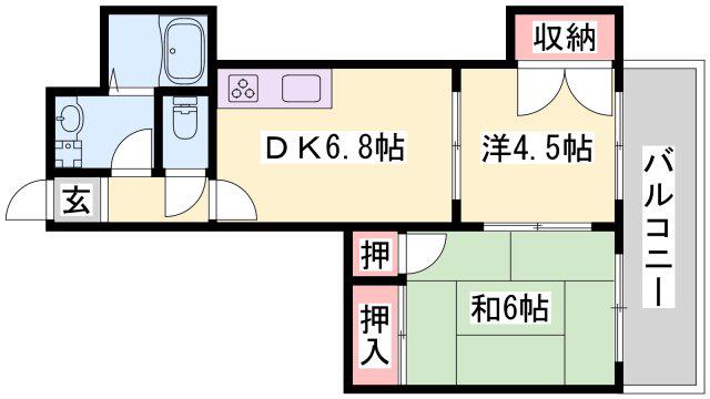 イーストアヴェニュー(2DK/2階)の間取り写真