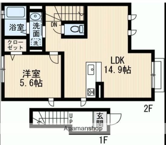 PURE MAISON(1LDK/2階)の間取り写真