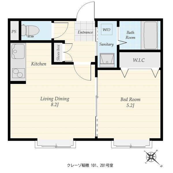 クレーゾ稲穂(1LDK/3階)の間取り写真