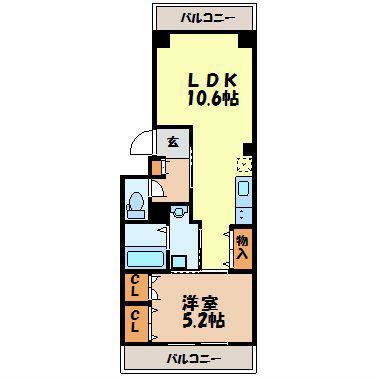 メゾン・ド・赤迫(1LDK/1階)の間取り写真