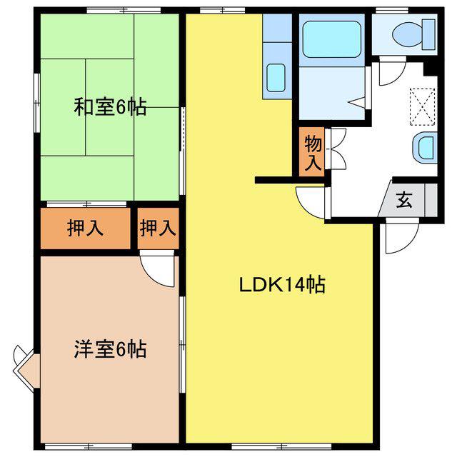 フレグランスK E(2LDK/1階)の間取り写真