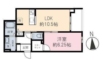 高砂3丁目パレス(1LDK/2階)の間取り写真