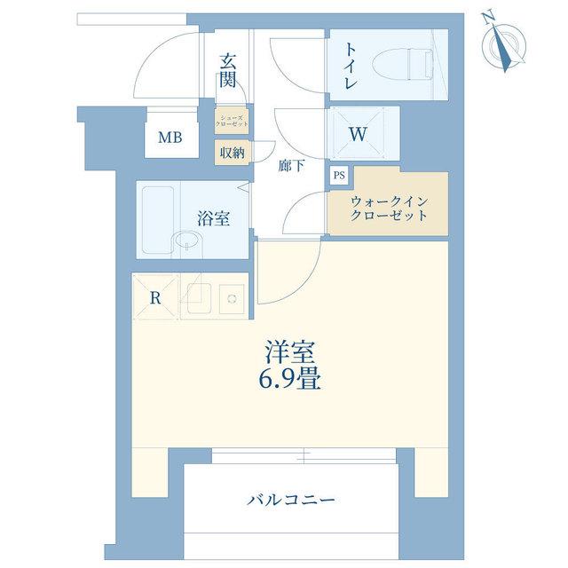 L-FLAT新富町(ワンルーム/4階)の間取り写真