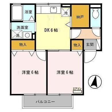 セジュールSKYA・B・C(2DK/2階)の間取り写真