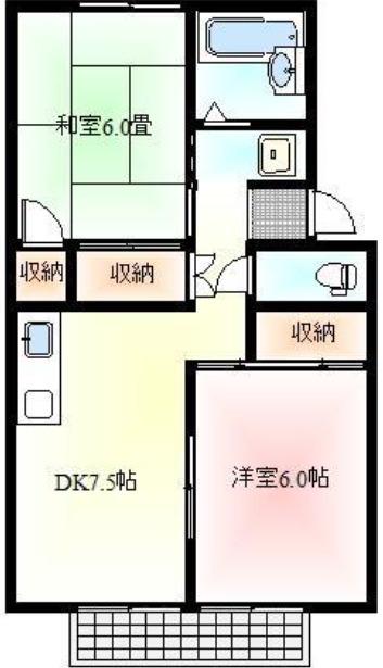 エーデルワイス(2DK/2階)の間取り写真
