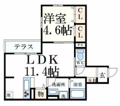 ベラフォレスタ(1LDK/2階)の間取り写真