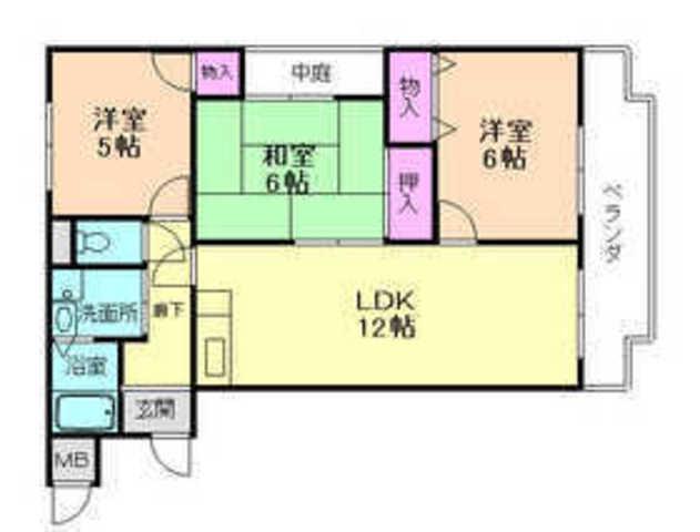 ベルクオーレ上池田(3LDK/3階)の間取り写真