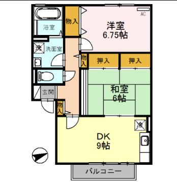 ソフィアドミール(2DK/2階)の間取り写真